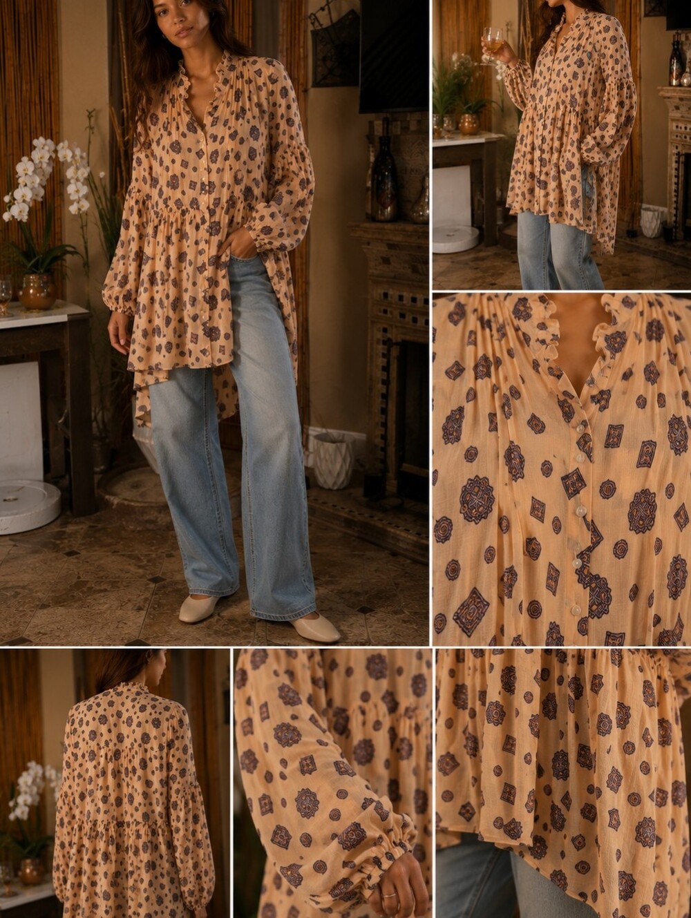 Free People Long Sleeve Boho Style Tunic